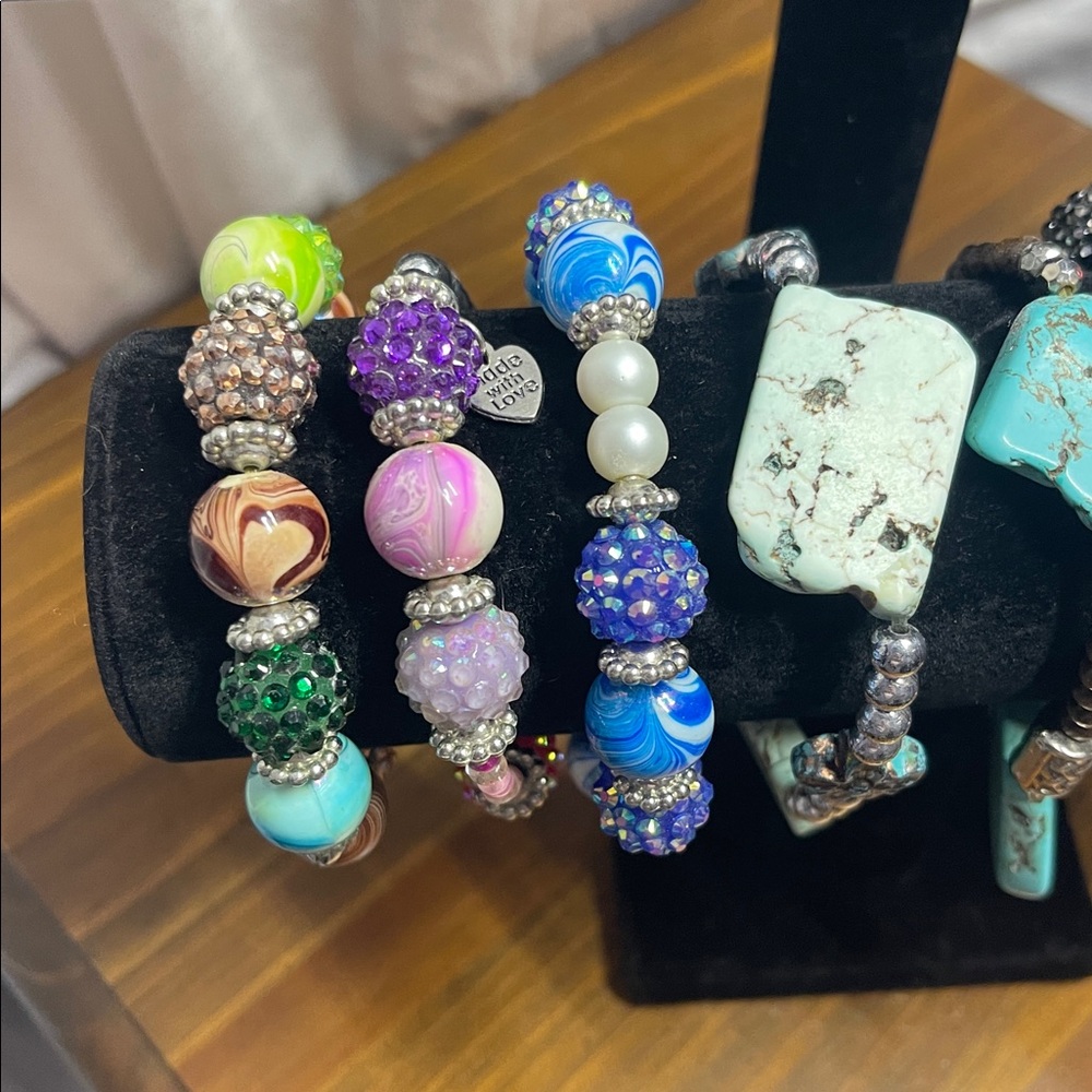 Colorful Beaded Bracelet Set of 8 Stretchy